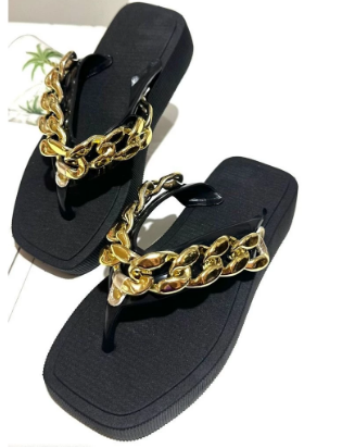 Chinelo Tamanco Quadrado Corrente Feminino do 34 ao 41 Confortável Casual
