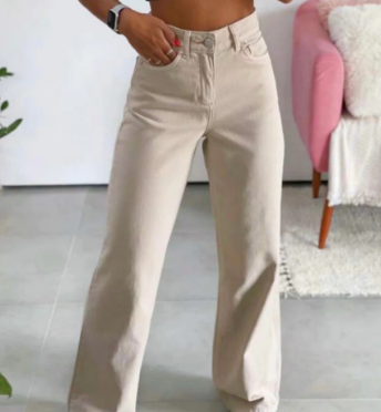Calça Wide Leg Pantalona Jeans Feminina Cintura Alta Levanta Bumbum