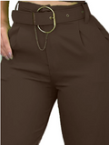 Calça Feminina Alfaiataria Skinny com Cinto Luxo