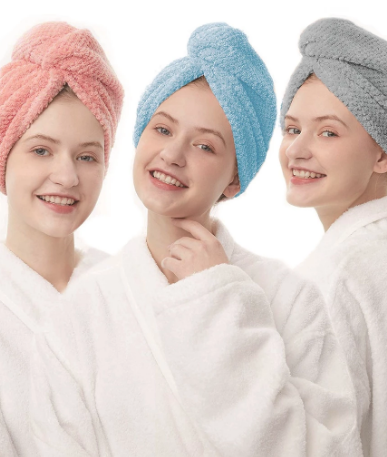 Toalha Grossa Mágica Para Cabelo Secar Rápido Touca Banho Microfibras Casa Promoção