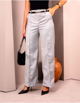 Kit 3 Calças Pantalona Alfaiataria Feminina