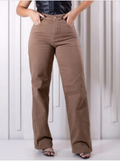 Calça Wide Leg Pantalona Jeans Feminina Cintura Alta Levanta Bumbum